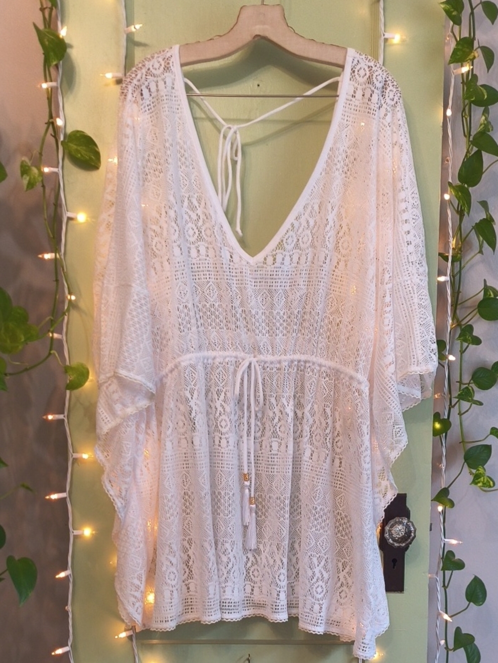 Women's Time & Tru White Lace Beach Bikini Swim Cover-up 3X